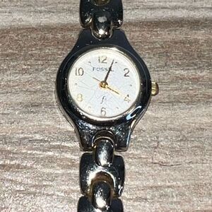 Fossil F2 Women Watch Stainless Silver Tone Steel New Battery White Quartz Y2K